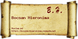 Bocsan Hieronima névjegykártya